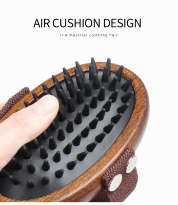 China Sustainable Dog Cat Grooming Pet Cleaning Brush Massage Pet Wash Bath Wooden Pet Brush for sale