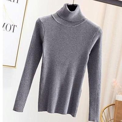 China factory wholesale spring Autumn Winter Warm Knitted Tops Anti-wrinkle ribbed stand collar sweater neck turtle neck sweater top for women for sale