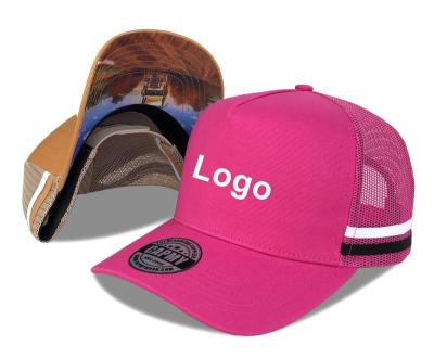 China Custom High Quality Australian Country Waterproof High Profile Deep Crown Trucker Covers 5 Stripes Mesh Hat Trucker Caps Barred 2 Panel Side for sale