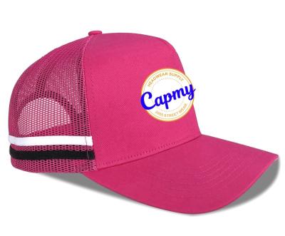 China Manufacturer Hot Pink Custom Design Deep Crown Mesh Australia Logo Country Trucker Hat 5 Panel High Profile Waterproof Trucker Hats for sale