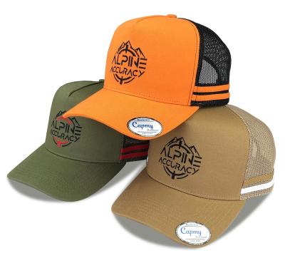 China Waterproof Customize Dusty Bulk High Profile Deep Crown CTC 5 Panel Trucker Hats Twilight Western Australia Country 2 Side Stripe Trucker Hats for sale