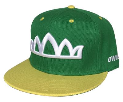 China High Quality Tone 6 Tone 6 Panel Deep Embroidery 3d Crown Brim Flat Crown Brim Sports Hats Custom Fit Snapback Hat Sports Snapback Hats for sale