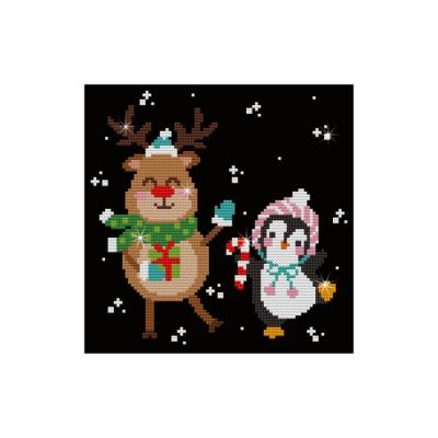 China Waterproof Large Size Diamond Wall Arts 5d Diamond Painting Christmas Deer Penguin Box Painting Kit Decor for sale