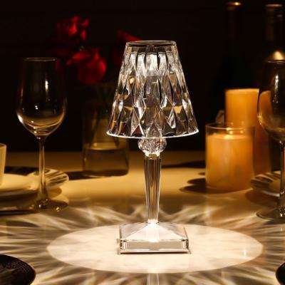 China Modern luxury crystal wireless restaurant touch rechargeable bedside led table lamp cordless decorative modern Nordic table lamp for sale