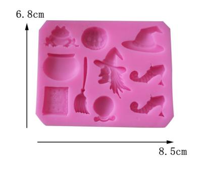 China Viable Halloween Mold Witch Silicone Halloween Cake Mold Decorating Tools for Coloring Random Witch Molds for sale