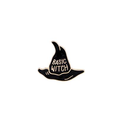 China Religious Witchy Jewelry Student Cartoon Halloween Gothic Gold Plated Enamel Hat Pin Badges Brooch for sale