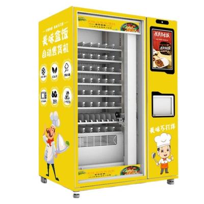 China Automatic Retail Food Vending Machine With Refrigerator And Dual Microwave for sale