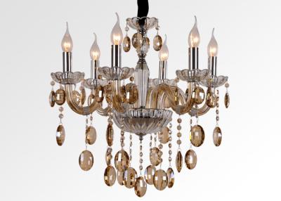 China OEM Hotel Crystal Modern Chandelier Lighting / Home Glass Pendant Chandeliers 6 Light for sale