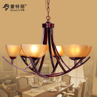 China Classic Hotel Pendant Lamp  6-Light Wrought Iron Chandelier With Bordeaux Side-wiping Lamp for sale