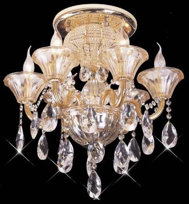 China Dining Room / Bathroom Wrought Iron LED Chandelier Lights With Golden Finish for sale