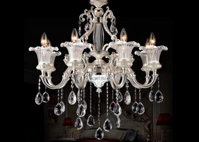 China 8 Light Pearl Silver Zinc Pendant Light , Luxurious European style Crystal Modern Chandelier for sale