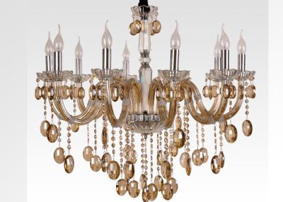 China 10 Light Cognac Luxury Crystal Chandelier , Modern Glass Pendant Chandeliers for sale