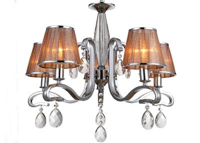 China Chrome 5 Light Indoor Luxury Contemporary Chandeliers Light / Lamp With Fabric Shade for sale