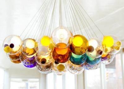 China Creative Double Glass Cover Hanging Ceiling Lights LED G9 Colorful Pendant Lamp for sale