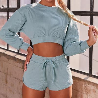 China Breathable Breathable Cotton 2PCS Yoga Set Casual Sport Suit Workout Clothes For Women Outfit Fitness Gym Suit Wportwear Women Set Long Sleeve Top for sale