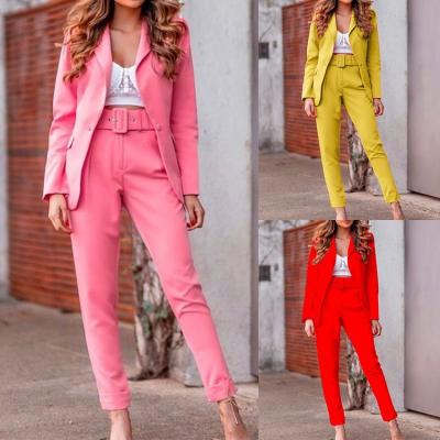 China Anti-pilling Red Suit Autumn Winter Thicken Women Pant Women's Blazer Jacket and Pant Office Wear 2021 Anti-pilling Suits Female Sets for sale