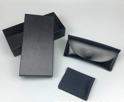 China high quality soft spectacles case sets with lens cleaning cloth and outside gift box for sale