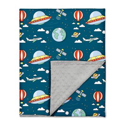 China Dreamy Universe Adventure Folded Baby Blanket for Girls and Boys Cartoon Printing Baby Soft Warm Blanket Soothing Dots for sale