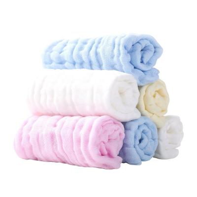 China Natural Streamlined Soft Muslin Washcloths Cotton Baby Face Towel Newborn Baby Shower Gift for sale