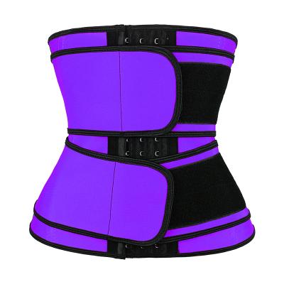 China 2021 Antibacterial New Double 2 in 1 Reinforced Mesh Latex Corset Strap Waist Trainer Breathable Punching Rubber Girdle Corset for sale