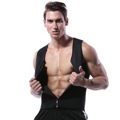 China Anti-Wrinkle Men Waist Trainer Sweat Vest Neoprene Zipper Sauna Tank Top Hot Workout Shirt for sale