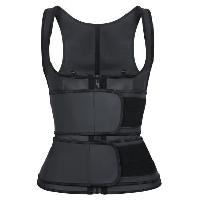 China Antibacterial Women Sports Beach Tops Waist Trimmer Belt Sauna Sweat Compression Slimming Adjustable 2 Belt Waist Trainer Vest for sale