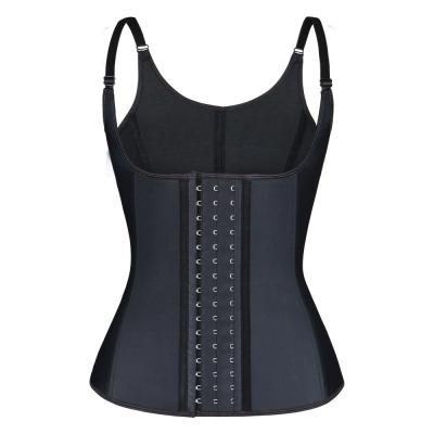 China 9 Waist Support Antibacterial Steel Boned Trainer Fitness Women Vest 100% Leather Latex Trimmer Sweat Vest for sale