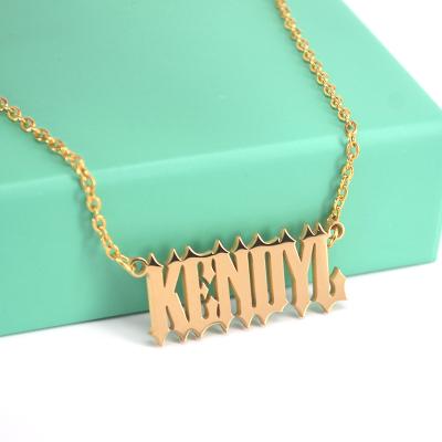 China CLASSIC Custom 24K 18K 14K Gold Personalized Metal Stainless Steel Name Plate Necklace for sale