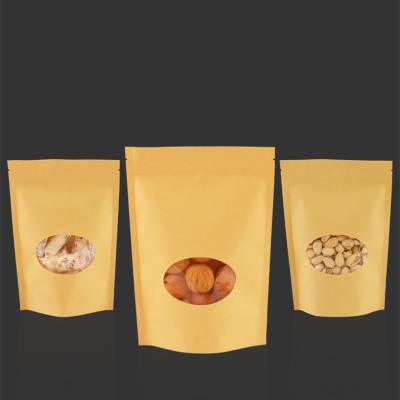 China Biodegradable Rack Packages Maker Kraft Paper Food Bags With Window Front for sale