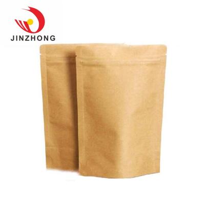 China Disposable Custom Food Grade Soil Degradation Kraft Paper Bag Stand Up Pouch Bags With Window Packaging Food for sale