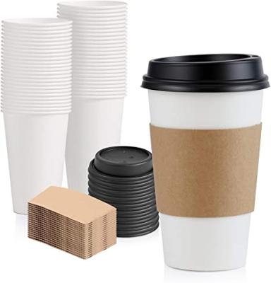 China Wholesale Recyclable Disposable To Go White Paper Insulated Coffee Mug With Lid For Hot Drink 380ml 240ml for sale