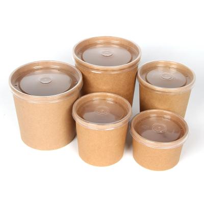 China High Quality Disposable Soup Cup White Paper Bowl Kraft Paper Soup Container Disposable Soup Bowl With Lids for sale