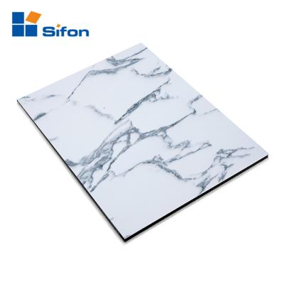 China Indoor High Glossy Marble Stone Wall Cladding 4mm Composite Aluminum Panel for sale