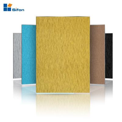 China Building Curtain Wall Cladding Auland Decorative Exterior Brush Panel Wall Cladding Aluminum Composite Alucobond for sale