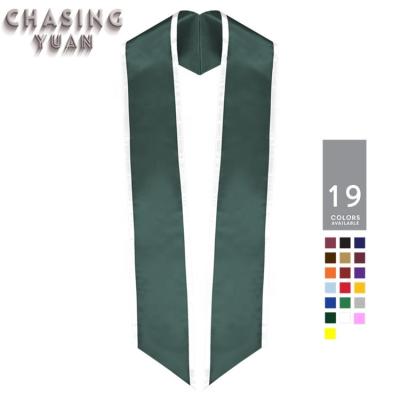 China Hunter Green Angled Graduation Stole Sash with white trim 72