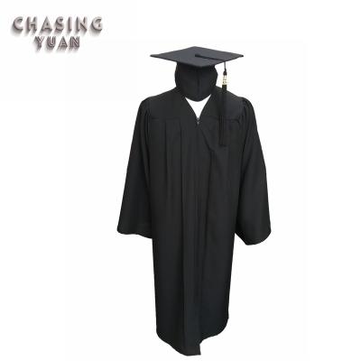 China High School Matte Black Graduation Long Sleeve Cap and Gown Set for sale