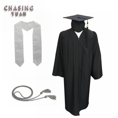 China Adult Matte Black Graduation Gown Toga and Honor Ropes for sale