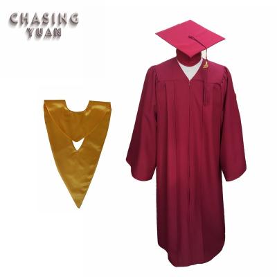 China Gold Academic Brown Graduation Gown Graduation Cap and V-Stole Dress for sale