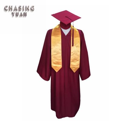 China School Dresses Matte Maroon High School Graduation Gown&Stole Hat for sale