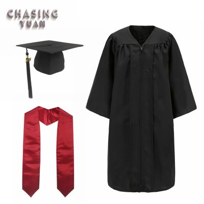 China Graduation Gown Black College Graduation Cap Robes And Red Stole for sale