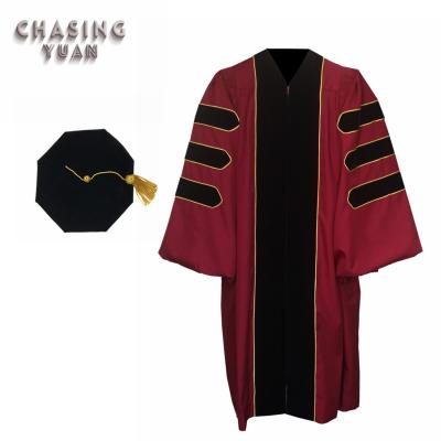 China Long Sleeve College Graduation Doctoral Gown & Velvet Tam for sale