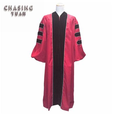 China Unisex Graduation Doctoral Gown University Graduation Doctoral Gown With Silver Piping for sale