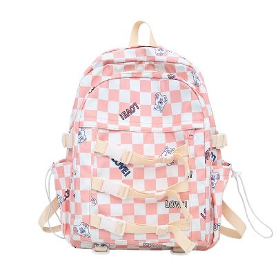 China Cute wear-resistant female ulzzang rabbit plaid school ulzzang school bag Japanese harajuku korea girl backpack student backpack for sale