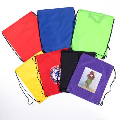 China 210D Polyester Nylon Drawstring Pack Pouch Waterproof Drawstring Backpack Double Shoulder Pack Storage Pouch for sale