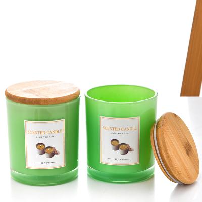 China Creative home decoration inside candle paint jars with lid wooden candle jars in bulk for sale