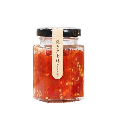 China Food Packaging 45 85 100 20 280 380 500 730ml Hex Glass Honey Jam Chili Sauce Airtight Jars&Bottles for sale