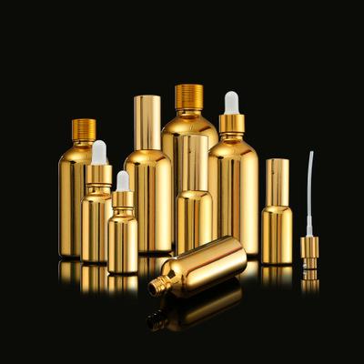 China Personal Care Cosmetics Lotion Bottle Lotion Pump Spray Dropper High End Electroplating Gold Bottle for sale