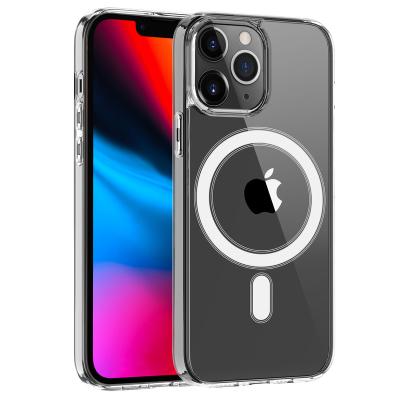 China Shockproof Acrylic Crystal Clear Magnetic Phone Case Wireless Charging Armor Protection Phone Bags For Iphone 14 13 Pro Max for sale