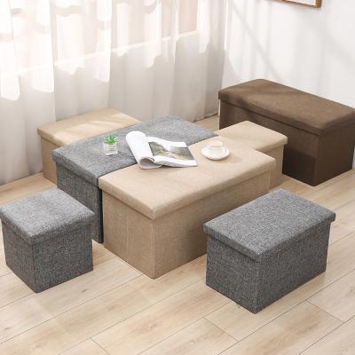 China Sustainable Hot Sale Household Multifunctional Convenient Folding Square Storage Box Ottoman Folding Organizing Stool for sale