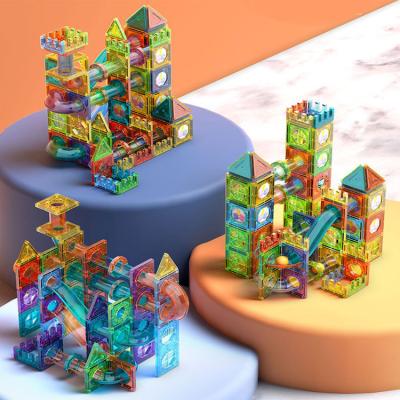 China Construction Toy New Magnetic Building Tiles Fast Delivery DIY Transparent Magnetic Blocks Educational Toys For Children for sale